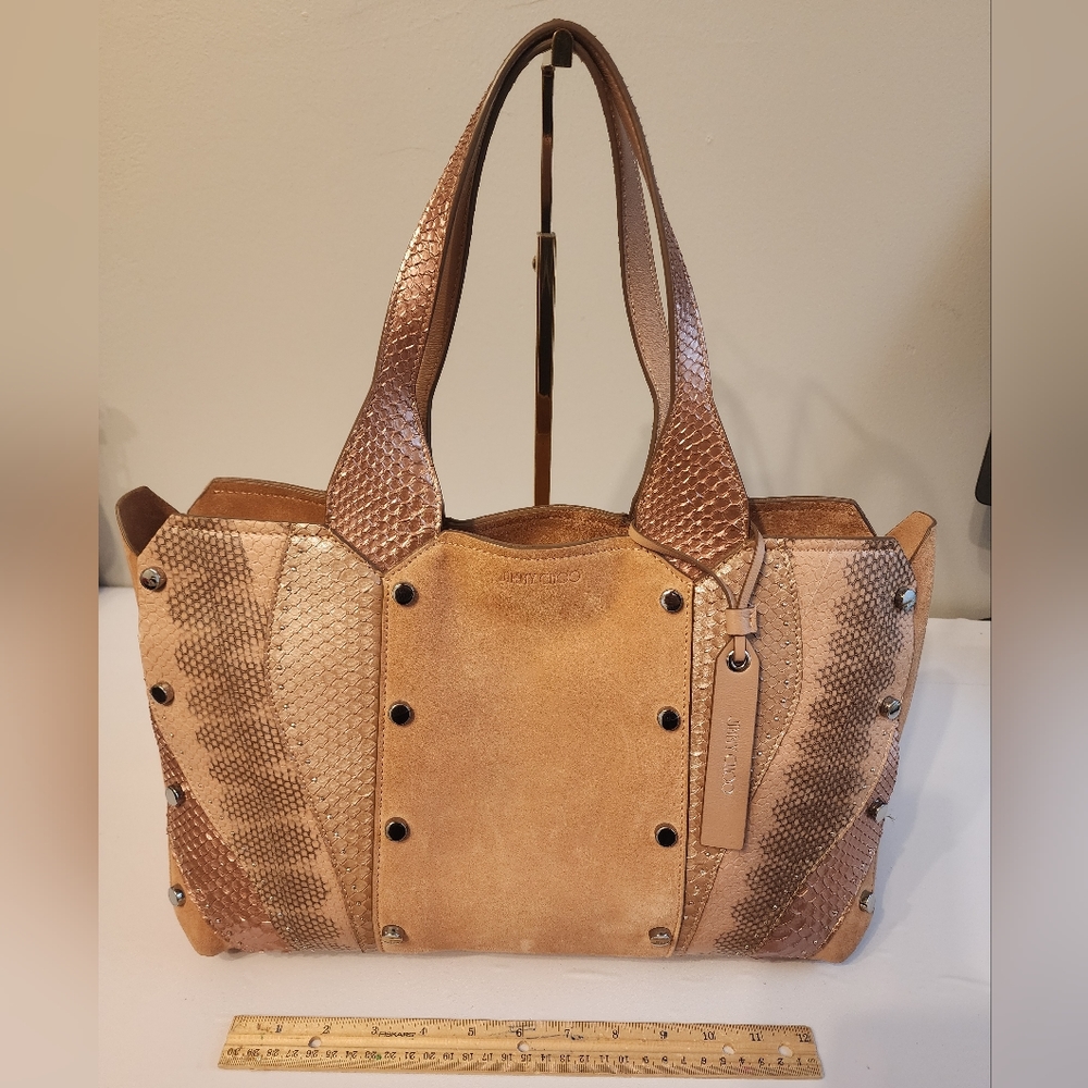 Jimmy Choo Lockett Tote pink snake skin bag